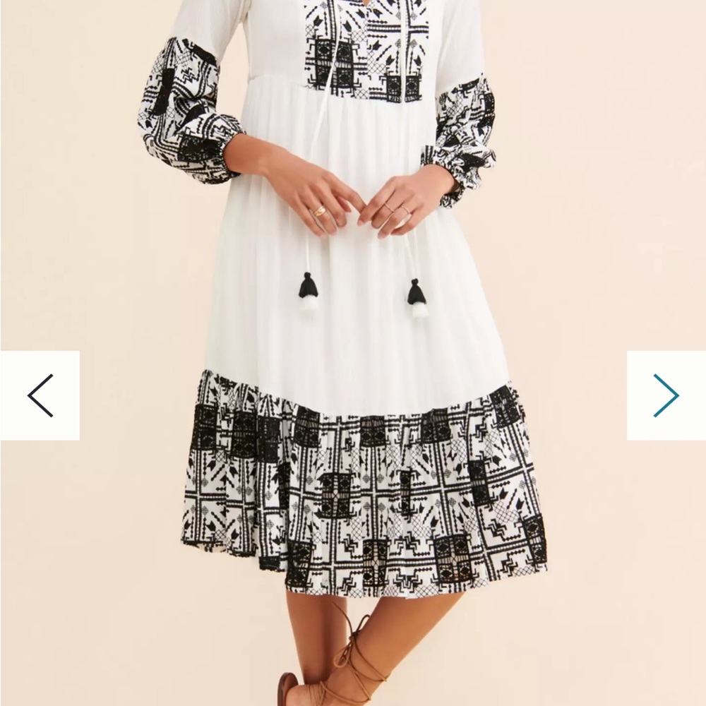 Chic Long Sleeve Black and White Dress